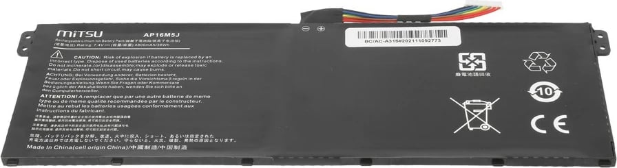 Bateri laptop Mitsu për Acer Aspire 3 A314, A315, 4800 mAh, Li-poly, 7.4-7.6V