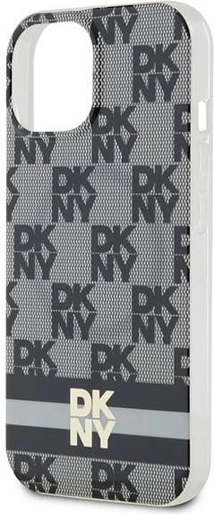 Mbështjellës DKNY IML Checkered Mono Pattern & Printed Stripes MagSafe për iPhone 15/14/13, i zi
