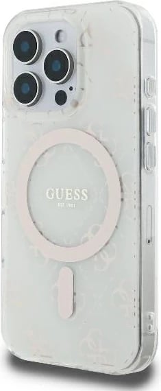 Mbështjellës Guess IML 4G Background MagSafe për iPhone 16 Pro, Bardhë