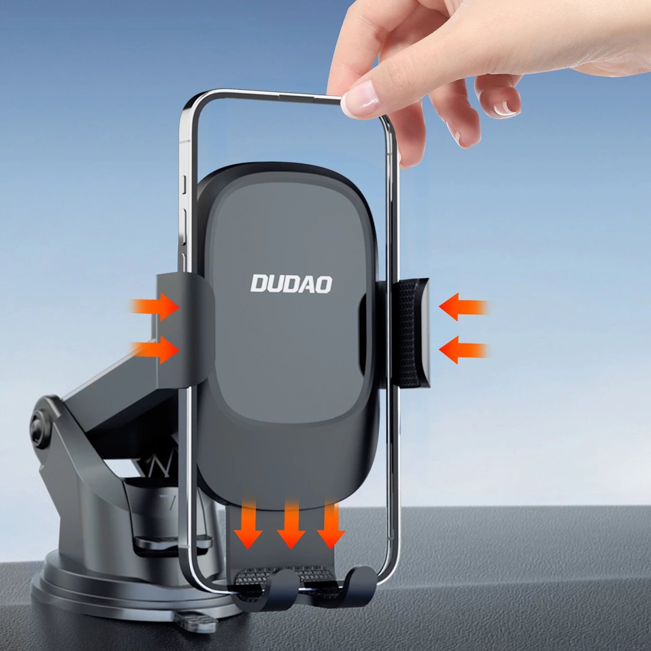 Mbajtës për celular Dudao F5N+, gravitacional, me kupë thithëse, i zi