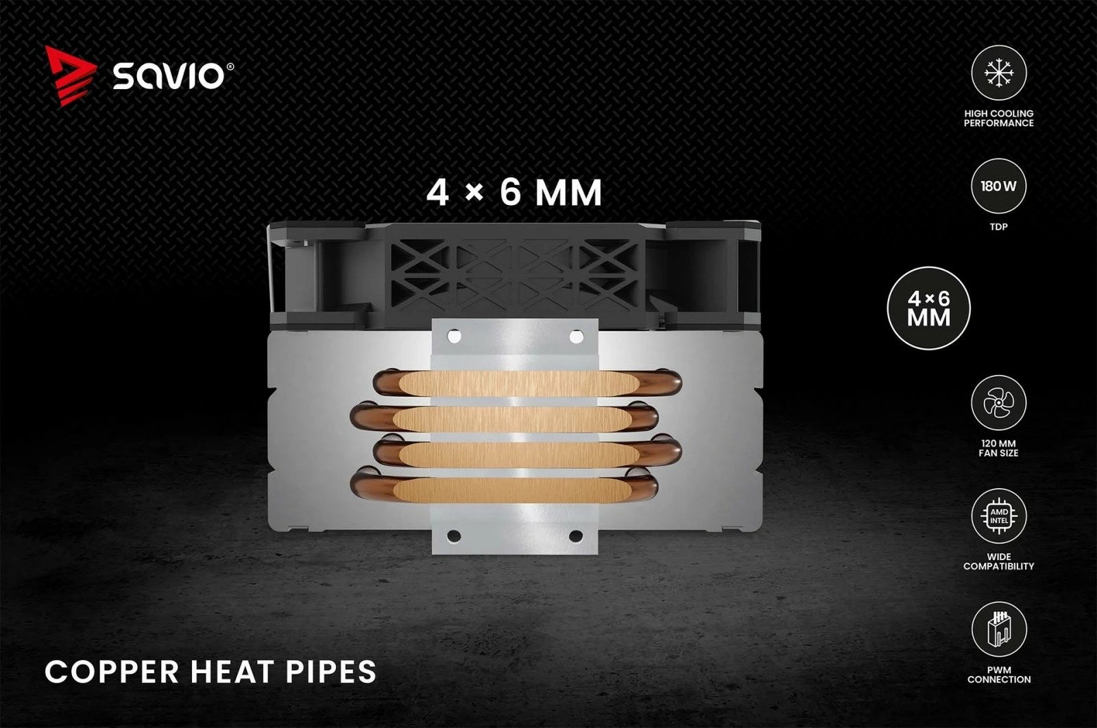 Ftohës procesori Savio Vortex X2 Black, 120 mm, 4-pin, për Intel/AMD, i zi