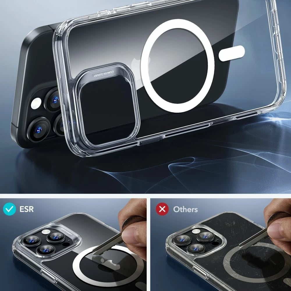 Mbështjellës ESR Classic Hybrid HaloLock MagSafe për iPhone 16 Pro, Transparent + xham i temperuar