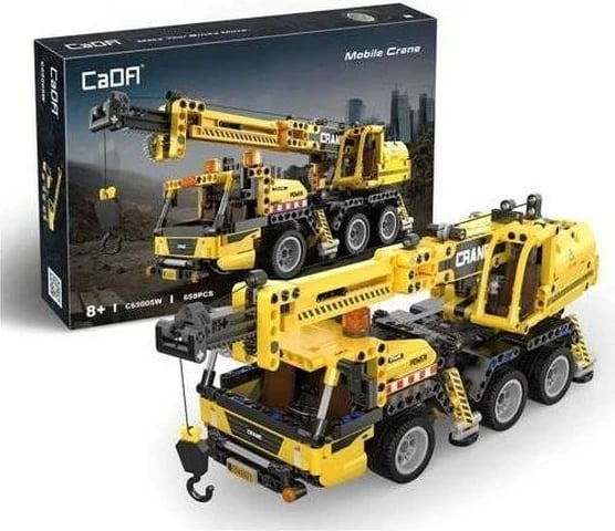 Set lodrash ndërtimi Cada Bricks Mobile Crane C65005W, 859 pjesë, e verdhë