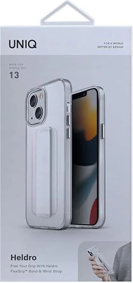 Mbështjellës UNIQ Heldro për iPhone 13, transparent, me rrip dore