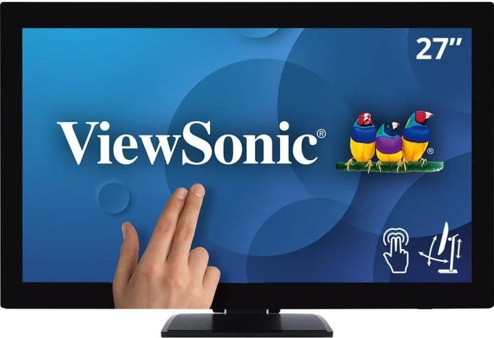Monitor me prekje, ViewSonic TD2760, 27" Full HD 1080p, 10-pikësh multi-touch, DisplayPort/HDMI/VGA, i zi