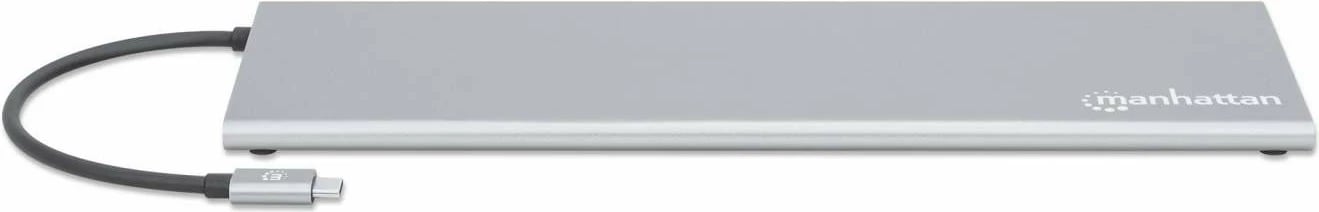 Docking station MANHATTAN USB-C 11in1 MST, për 3 monitorë, argjend