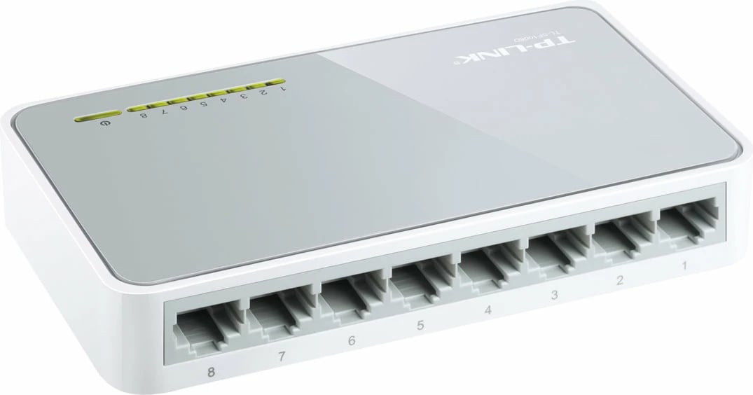Switch TP-LINK TL-SF1008D, 8 porta, Fast Ethernet, Bardhë