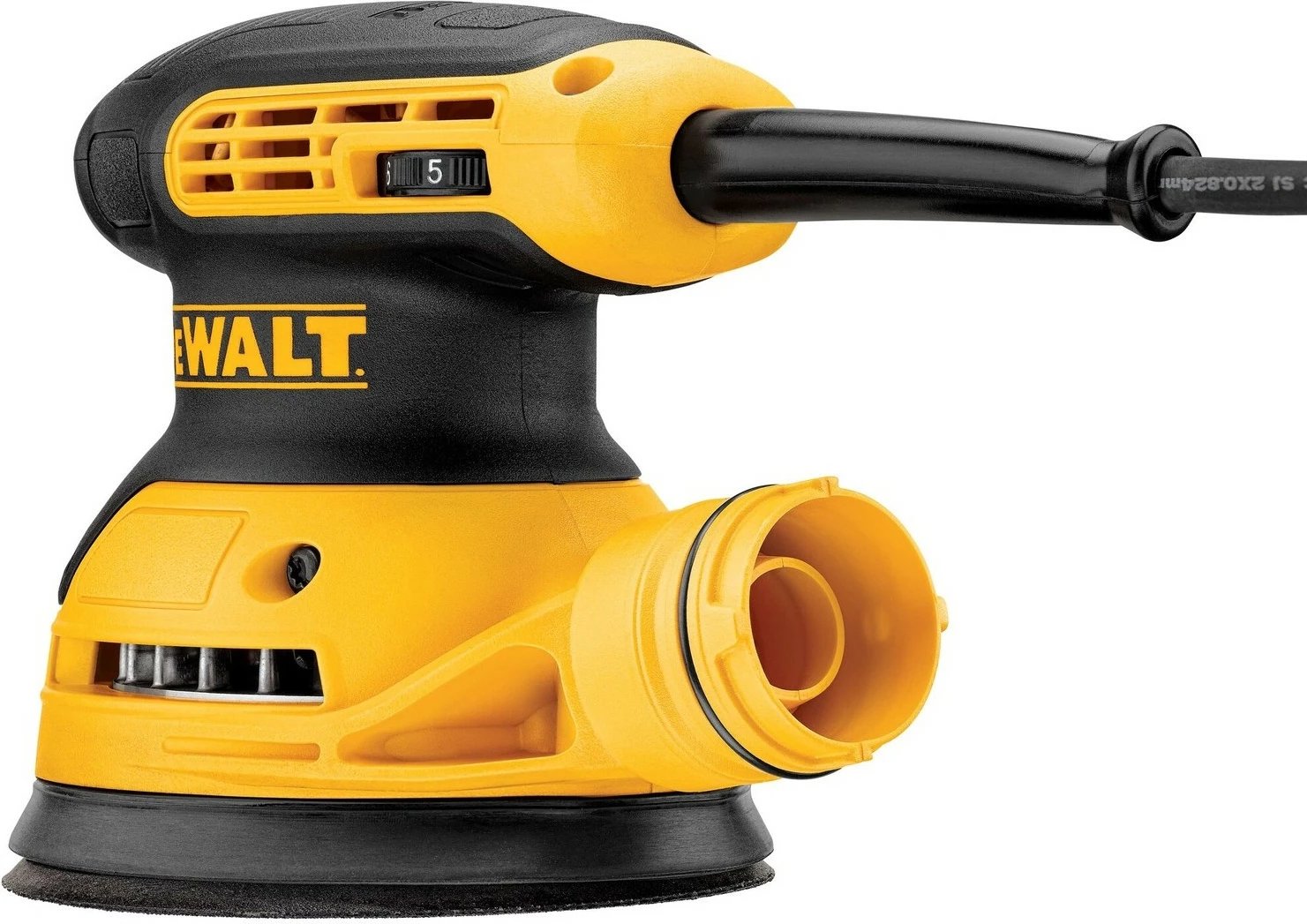 Lëmues orbital DeWALT 125mm 280W, zi/verdhe Lëmues orbital DeWALT 125mm 280W, zi/verdhe