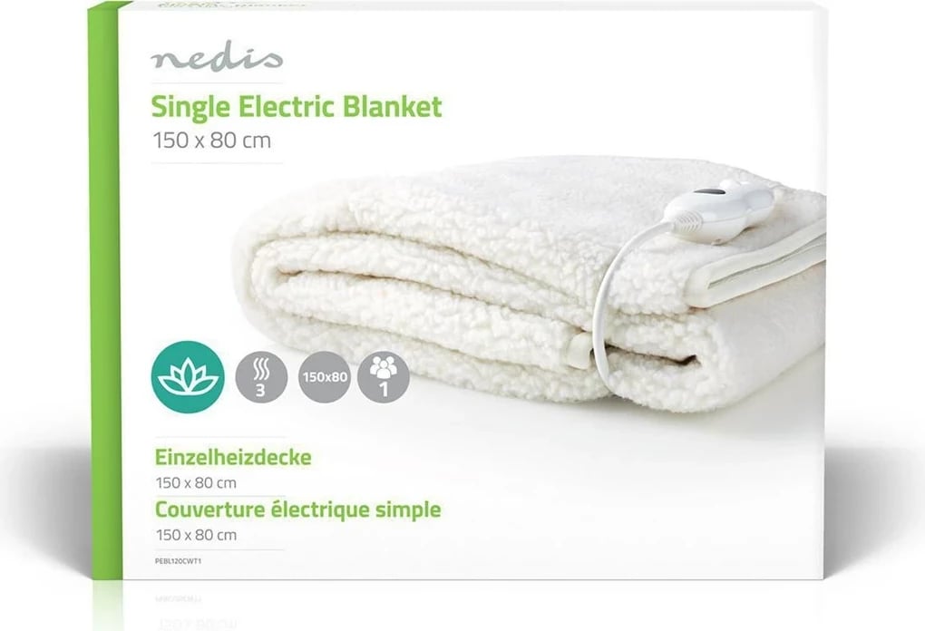 Batanije elektrike Nedis PEBL120CWT1, 150x80 cm, 3 nivele ngrohje, e bardhë