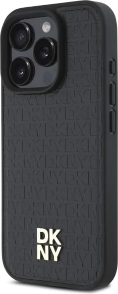 Mbështjellës DKNY Repeat Pattern Stack Logo MagSafe për iPhone 16 Pro Max, i zi