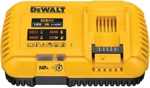 Karikues baterie DeWALT DCB117-QW, 18V, 12A, i zi/verdhë Karikues baterie DeWALT DCB117-QW, 18V, 12A, i zi/verdhë