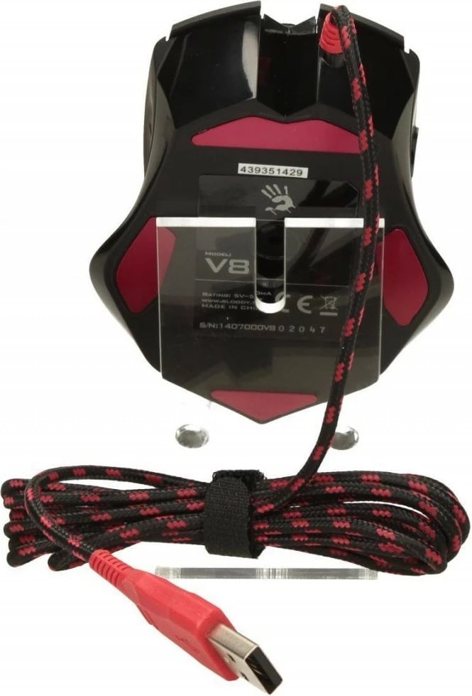Maus gaming A4Tech Bloody V8m, me kabllo, USB, 8 butona, i zi