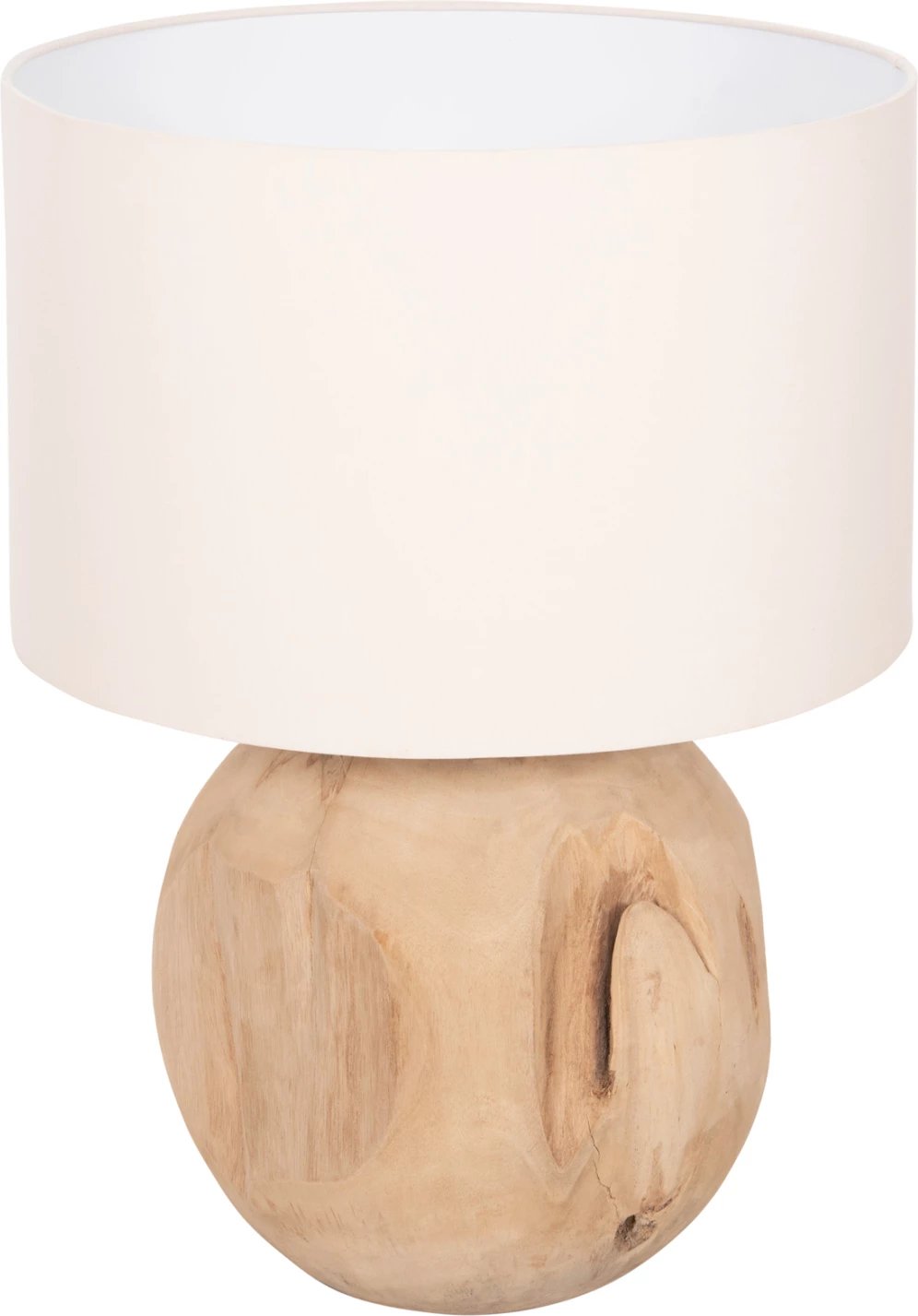 Lampë tavoline ORANYE FH4421 dru tik-PVC e bardhë Φ40x53Hcm