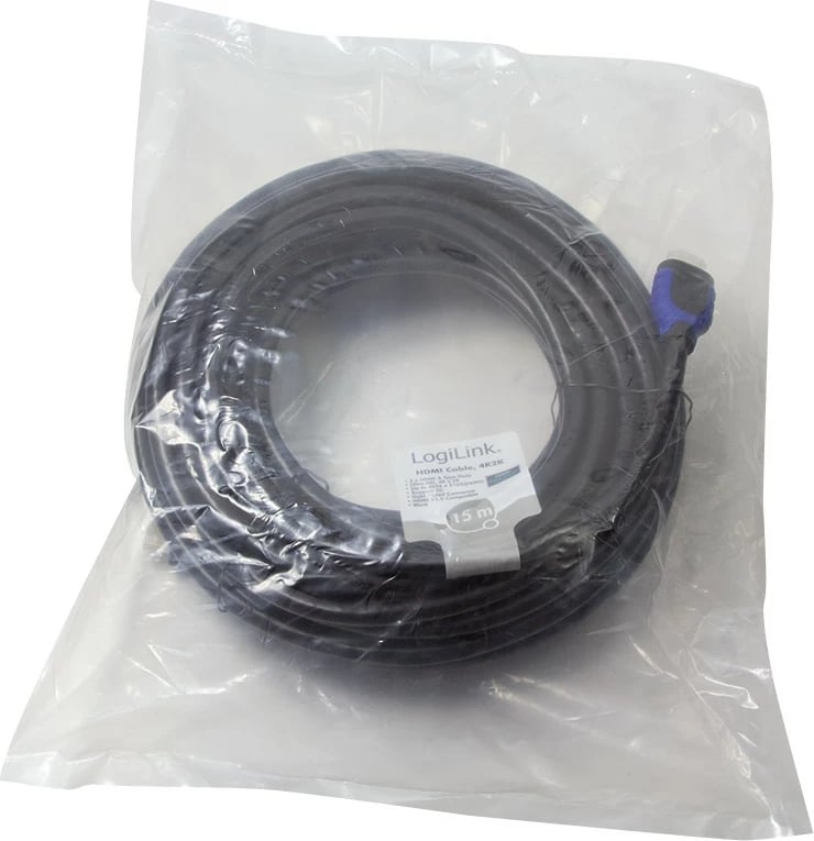 Kabllo HDMI LogiLink CH0067, 15m, 4K, 3D, e zezë