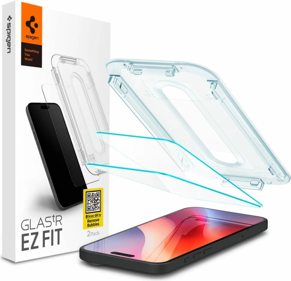 Xham mbrojtës Spigen Glas.tR EZ Fit për iPhone 15/16, 2 copë, transparent