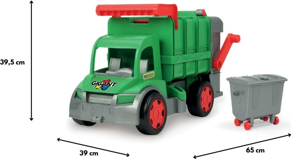 Kamion lodër Wader Gigant Farmer Garbage Truck 60 cm, plastikë, gjelbër/e kuqe/e hirtë