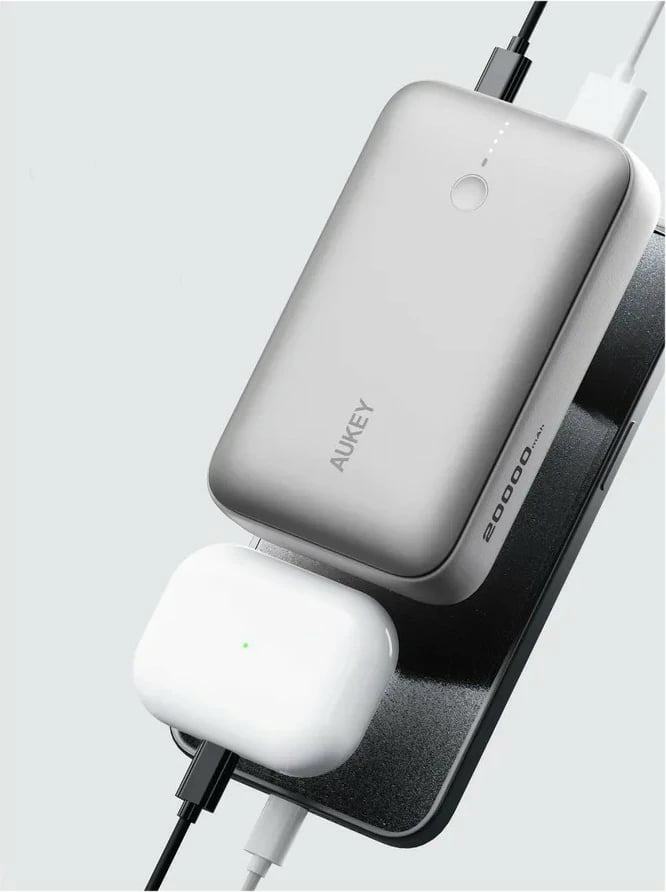 Power bank AUKEY PB-Y57 Spark Mini 20000mAh, 22.5W, 2xUSB, i bardhë
