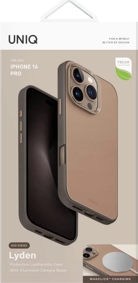 Mbështjellës UNIQ Lyden DS për iPhone 16 Pro 6.3", Magclick, kafe-gri