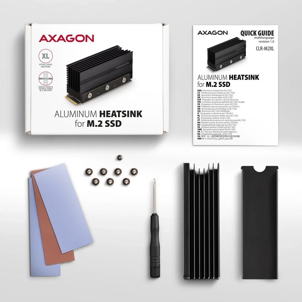 Sistem ftohës për SSD M.2 NVMe AXAGON CLR-M2XL, alumini, i zi