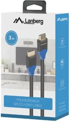 Kabllo HDMI Lanberg CA-HDMI-15CU-0030-BK, 3m, 4K, Full Copper, E zezë