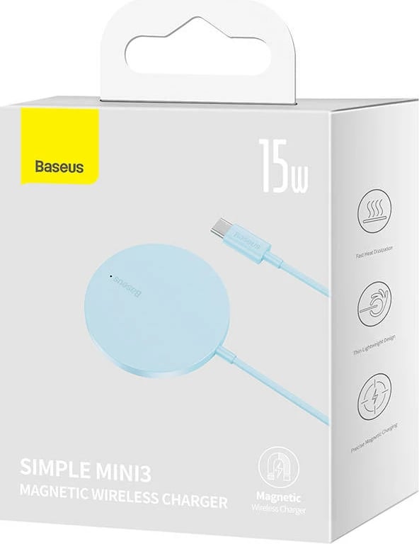 Karikues wireless magnetik Baseus Simple Mini 3, 15W, Kaltër