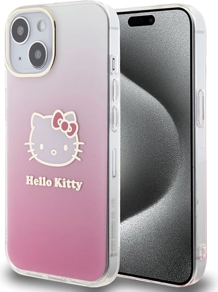Mbështjellës Hello Kitty IML Gradient Electrop Kitty Head për iPhone 15, rozë