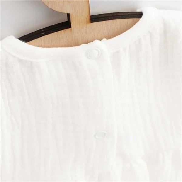 Fustan bebe pa mëngë, New Baby Elizabeth, muslin 100% pambuk, madhësi 62 (3-6m), i bardhë