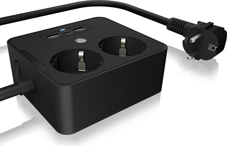 Prizë dyfishe ICY BOX me 2x USB porta, e zezë