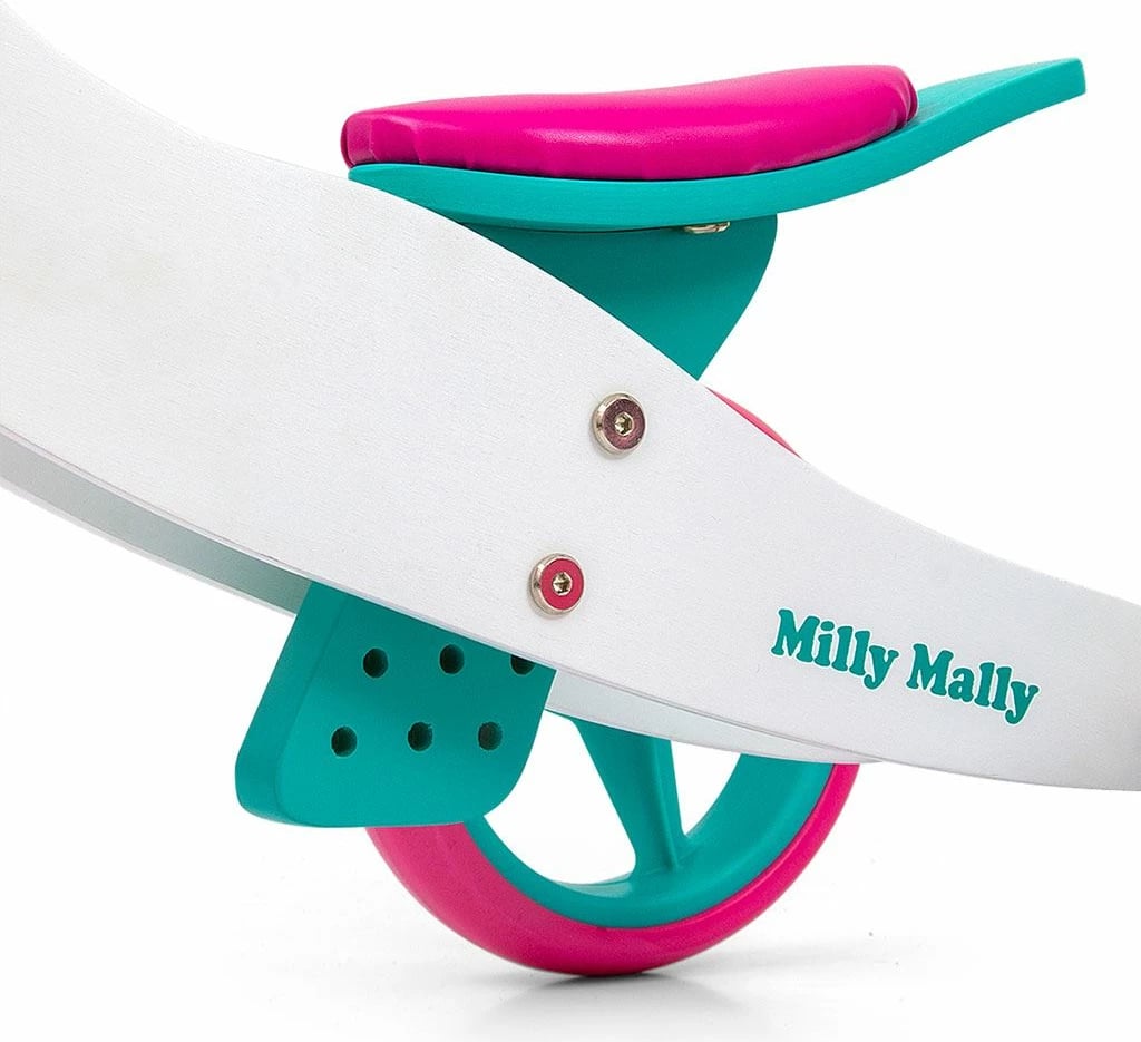 Biçikletë 2-në-1 fëmijësh druri, Milly Mally, JAKE Classic Candy, rrota shkumë 7", sedile e rregullueshme, deri 25 kg, shumëngjyrëshe