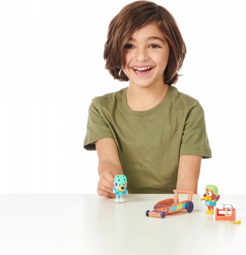 Set figurina Bluey Tm Toys BLU17357 me gokart, për fëmijë, shumëngjyrëshe