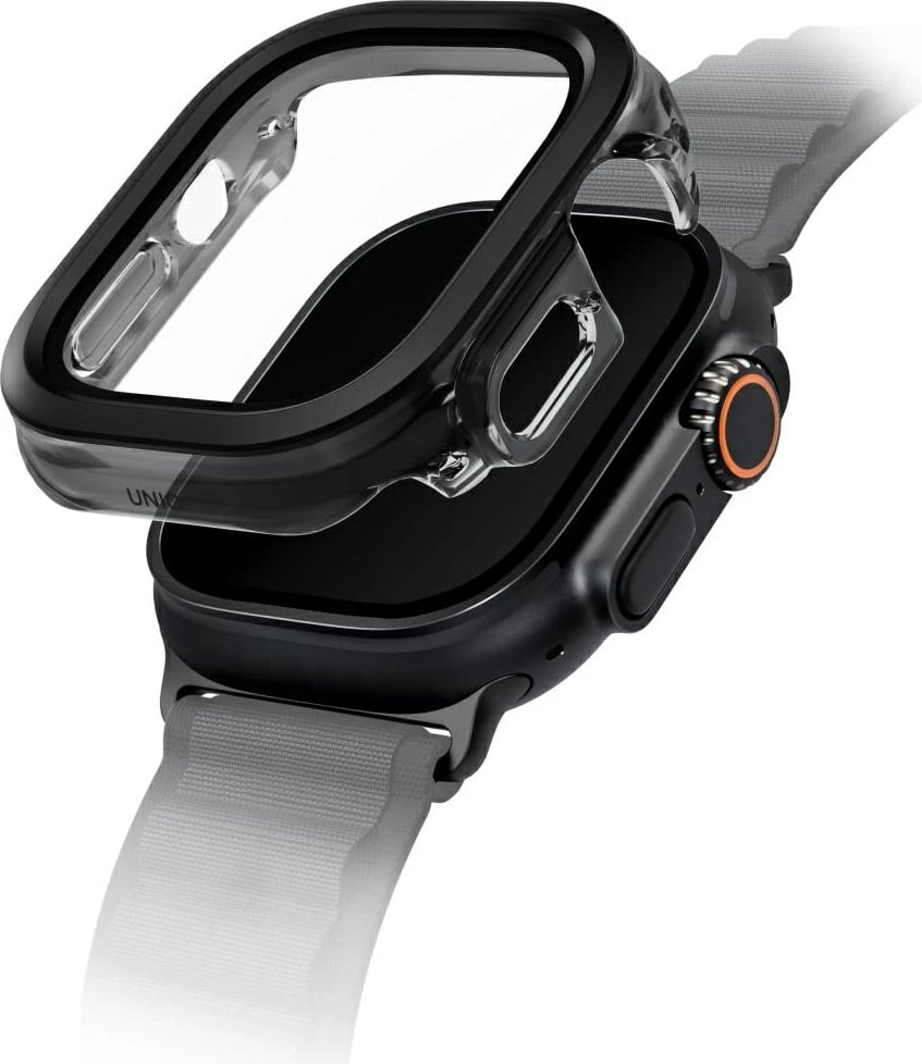 Mbështjellës UNIQ Voute për Apple Watch Ultra 49mm, xham i temperuar, zi