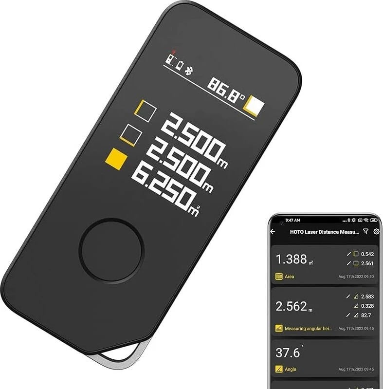 Matës lazer HOTO H-D50, bluetooth, 50m, i zi