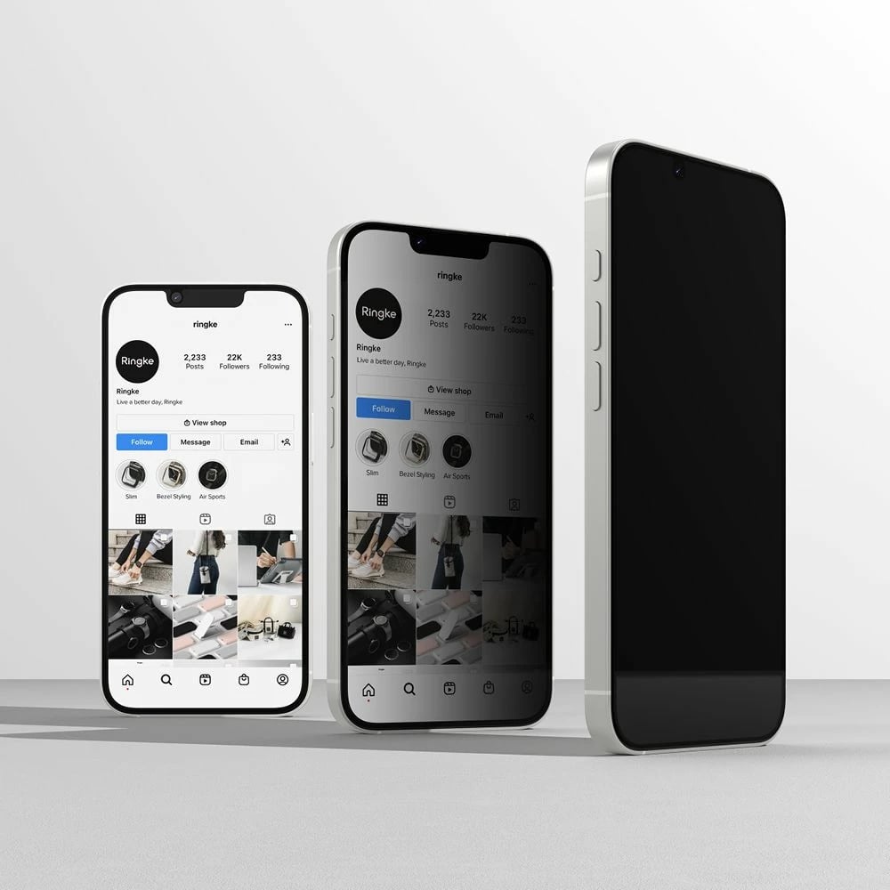 Mbrojtës xhami Ringke Easy Slide Privacy Glass për iPhone 13/13 Pro/14, 2 copë