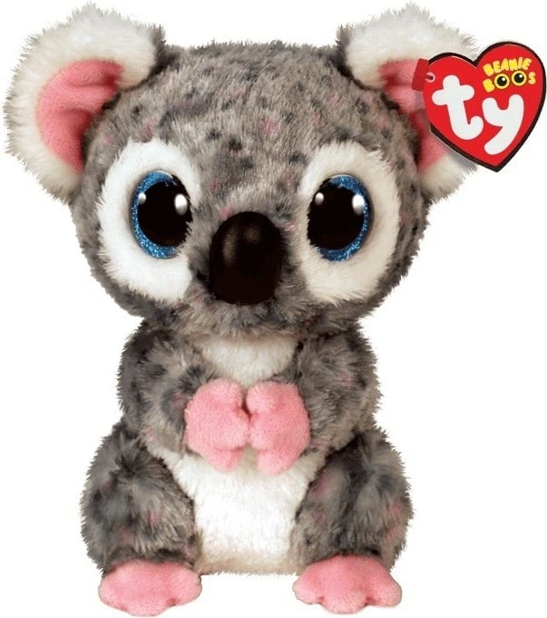 Maskotë pelushi TY Boos Karli, koalë, 15 cm, gri/rozë