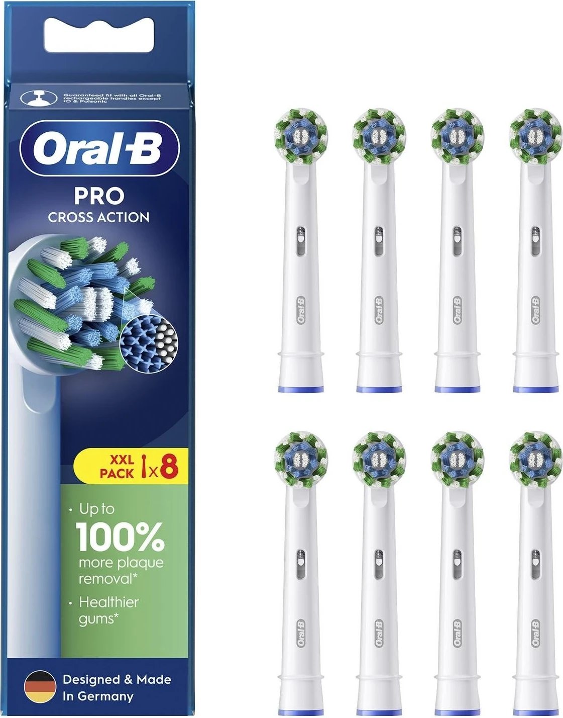 Koka e furçës Oral-B EB50 CrossAction, 8 copë, e bardhë