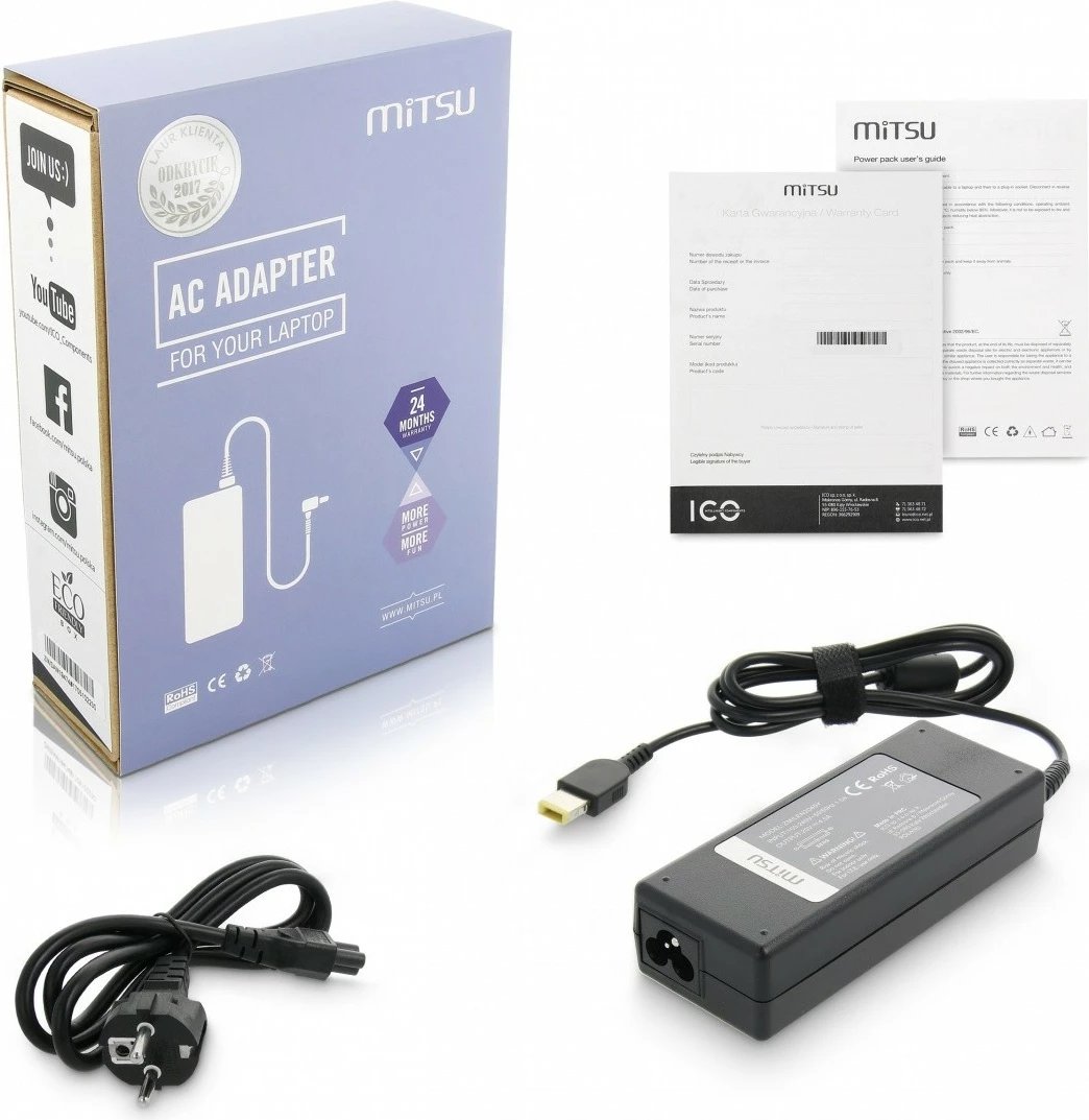 Karikues laptopi Mitsu për Lenovo Yoga, 90W, 20V 4.5A, prizë 11.0x4.5 mm