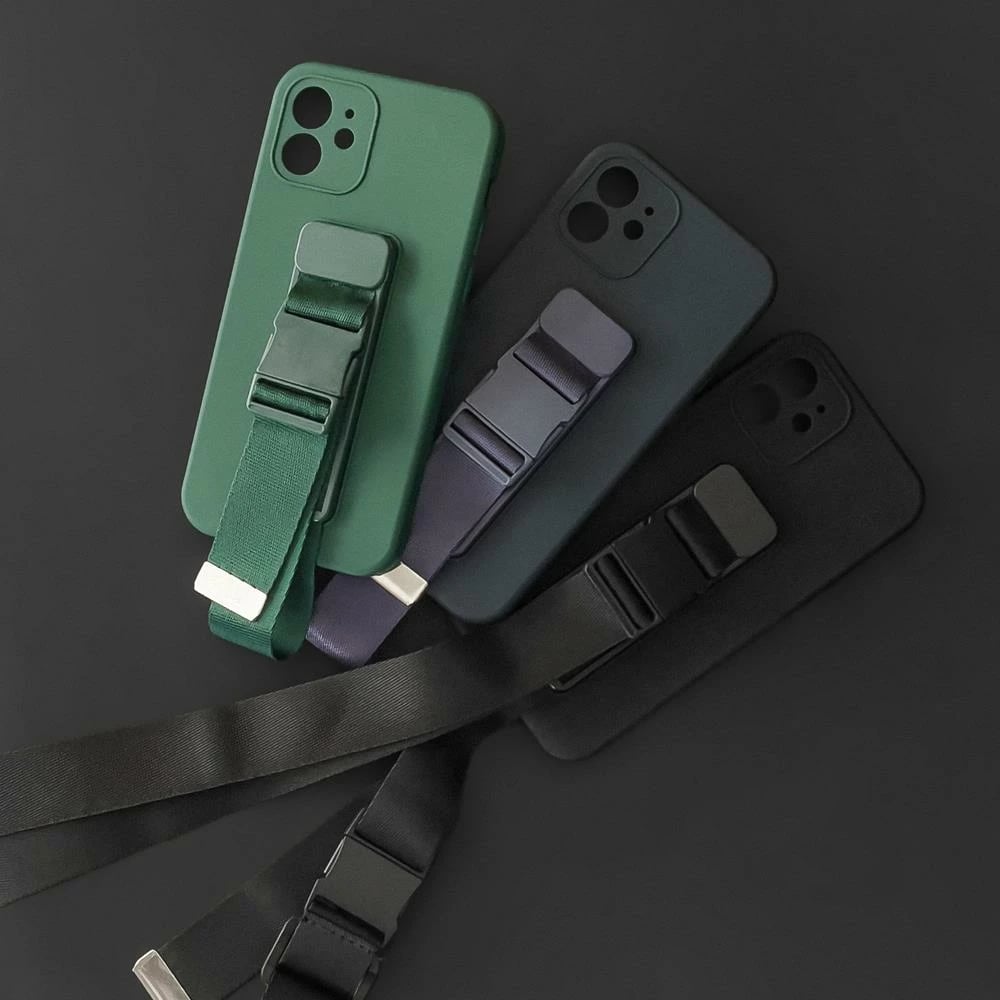 Mbështjellës silikoni Hurtel Rope Case me rrip, për Samsung Galaxy S22 Ultra, Zi