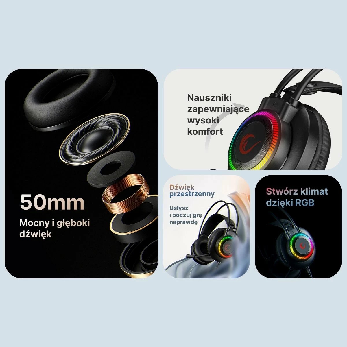 Kufje gaming Rampage X-JAMMER 7.1, me mikrofon, të zeza