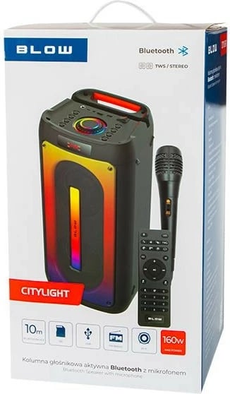 Altoparlant Bluetooth BLOW CityLIGHT, 160W, me mikrofon, i zi, set