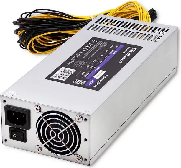 Furnizues i Energjisë Qoltec 50350, 1850W PCI-E, 80 Plus Platinum për Gaming Miner, Gri