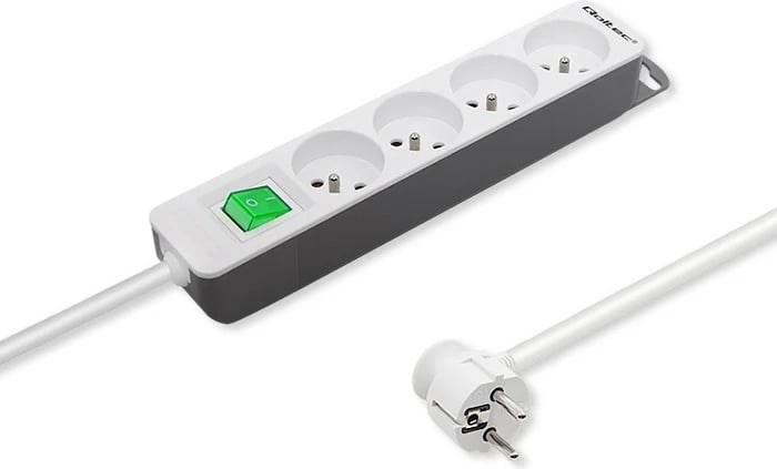 Kasë Qoltec 50288 me 4 dalje, 1.8m, Bardhë-Gri