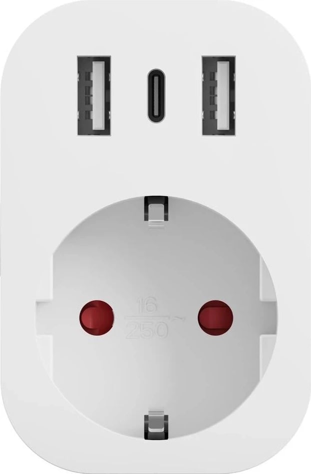 Priza inteligjente Tesla TSL-SPL-SP300-3USB, me 3 USB, e bardhë