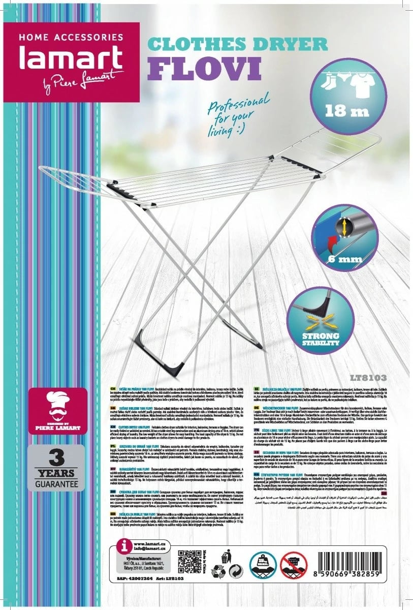 Tharëse rrobash Lamart LT8103 FLOVI, 18 metra, argjend