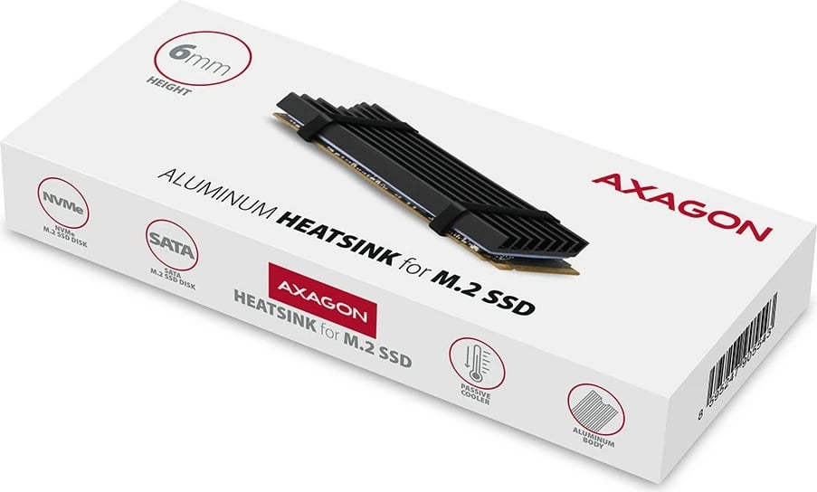 Radiator pasiv AXAGON CLR-M2L6 për SSD M.2, alumini, 22x80mm, i zi