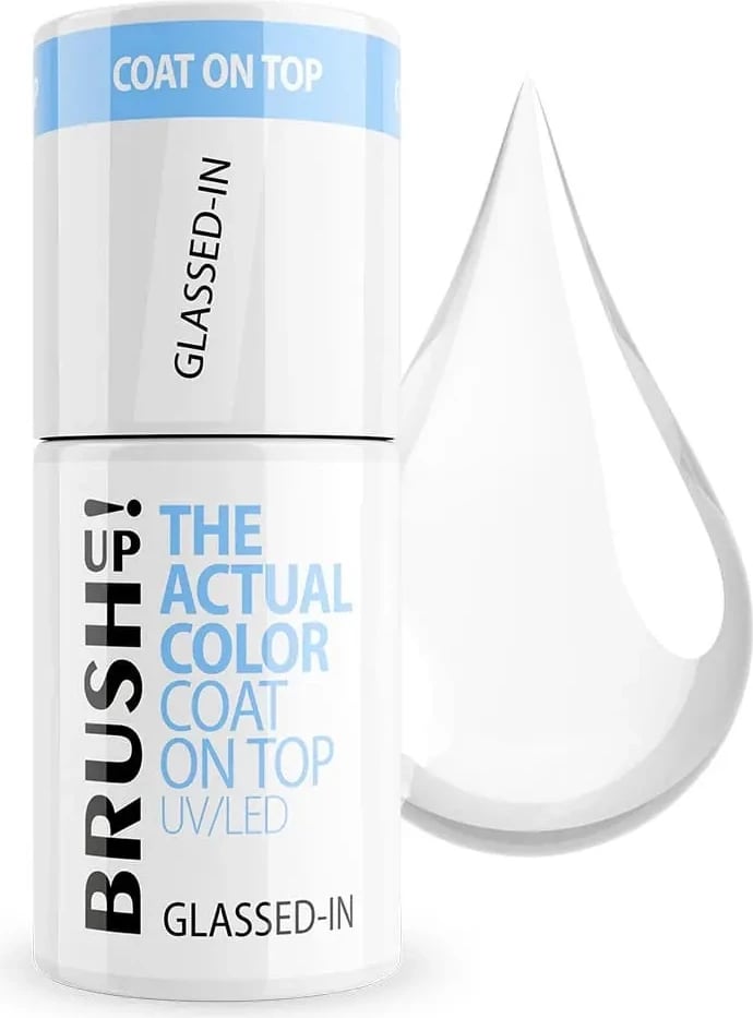 Llak për thonj BrushUp! The Actual Color Coat On Top Glossy Hybrid Top Glassed-in për femra 5g