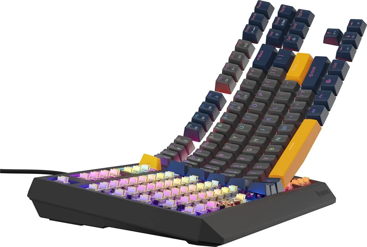 Tastierë gaming GENESIS Thor 230 TKL, mekanike, RGB LED, USB, Kaltër
