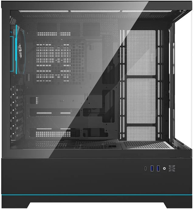 Kasë Darkflash DY451 PRO, Midi Tower, ARGB, panel xhami, e zezë, me 1 ventilator