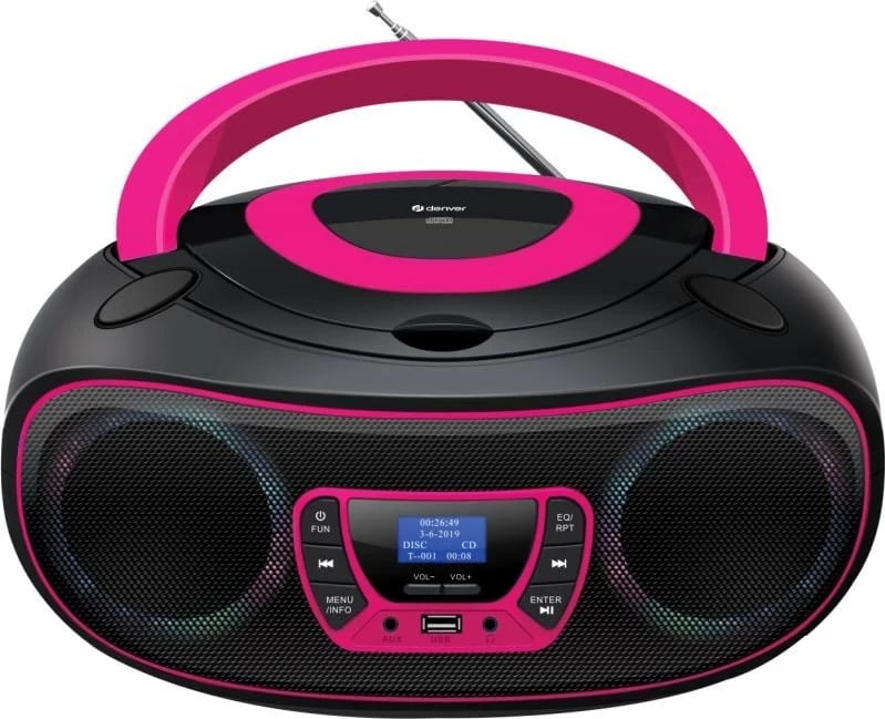 CD player portativ Denver TDB-212P, me altoparlantë, rozë