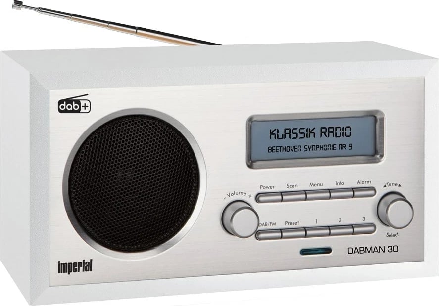 Radio Imperial DABMAN 30, analog & dixhital, e bardhë/argjend