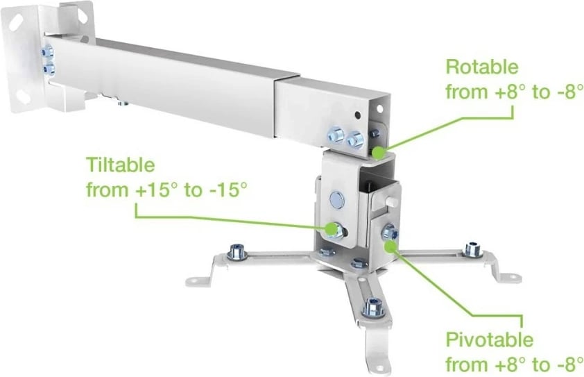 Mbajtëse projektori Techly 102369, për mur dhe tavan, 43-65cm, 20kg, argjendtë